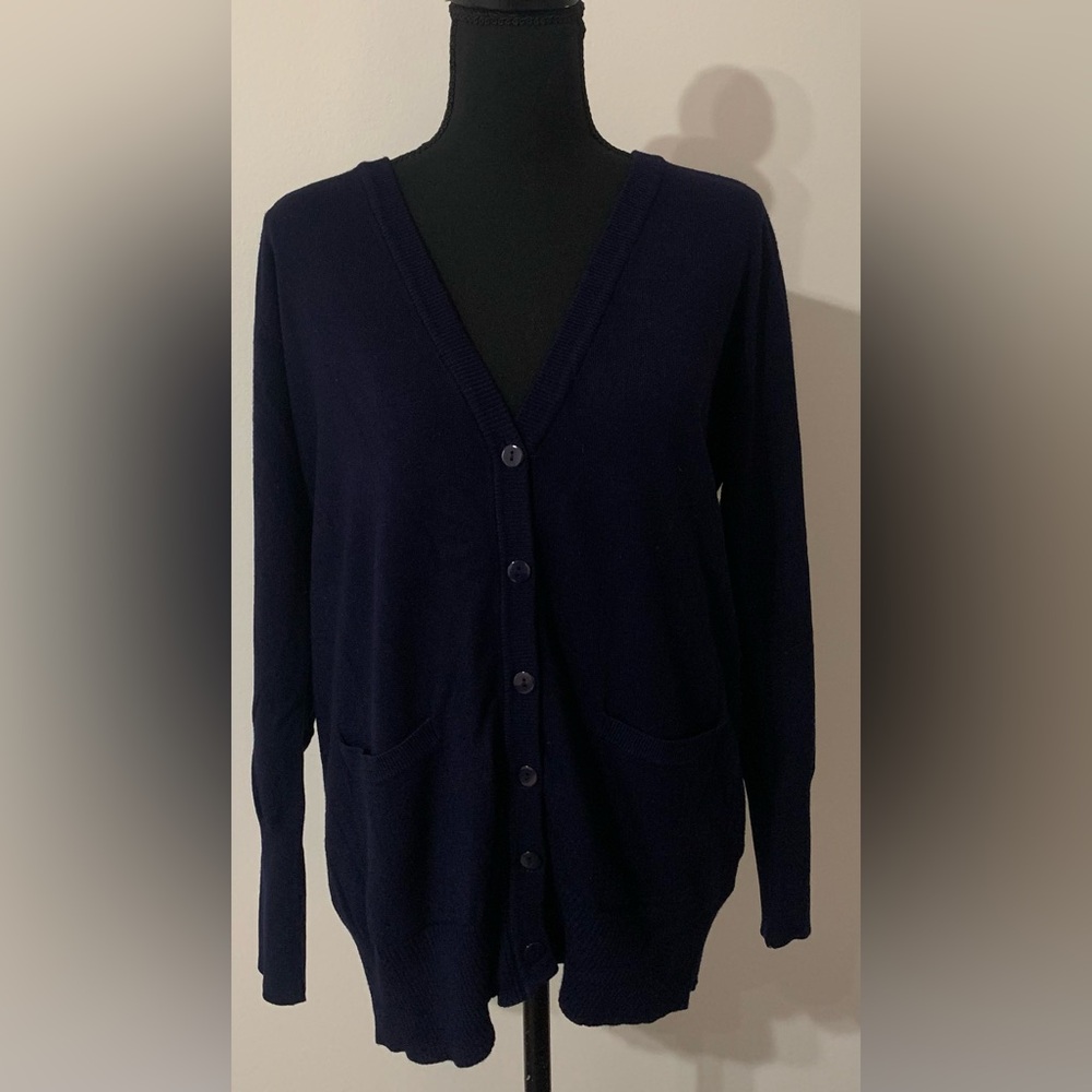 Elegant Navy Women's Cardigan Sweater